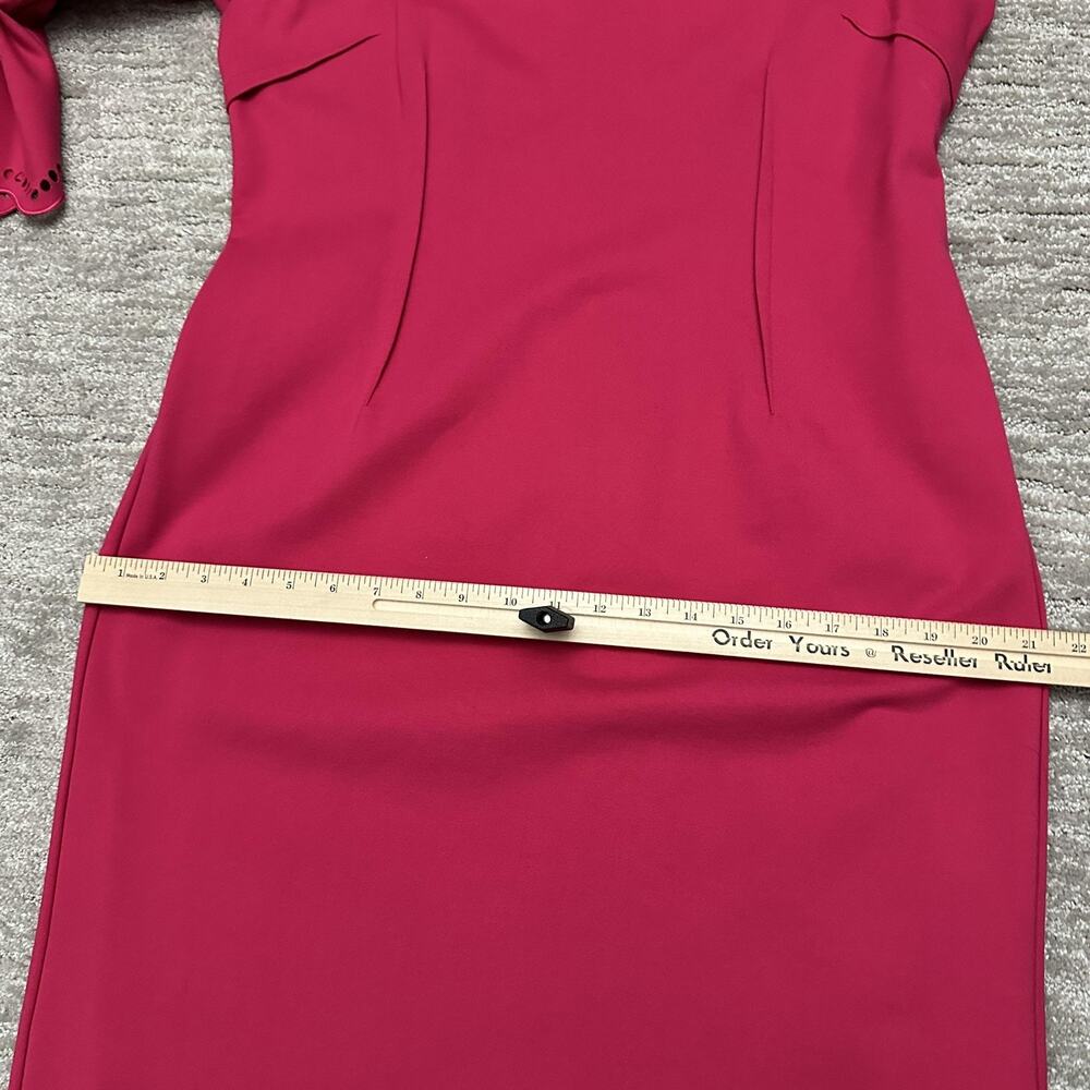 Teri Jon Dress Womens 16 Pink Bell Sleeve Sheath Scallop Hem Party Cocktail - Picture 13 of 16